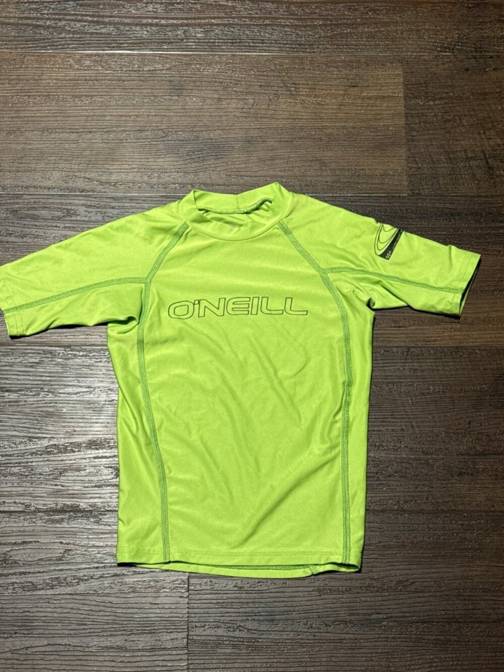 O'Neill Kids Rash Guard Size 6 Lime Green Short Sleeve UPF Swim Shirt Boys